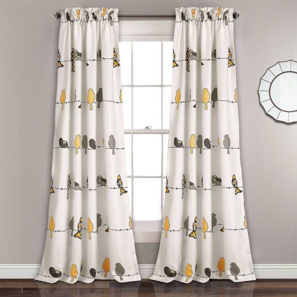 Set of 2 (108"x52") Rowley Birds Light Filtering Window Curtain Panel